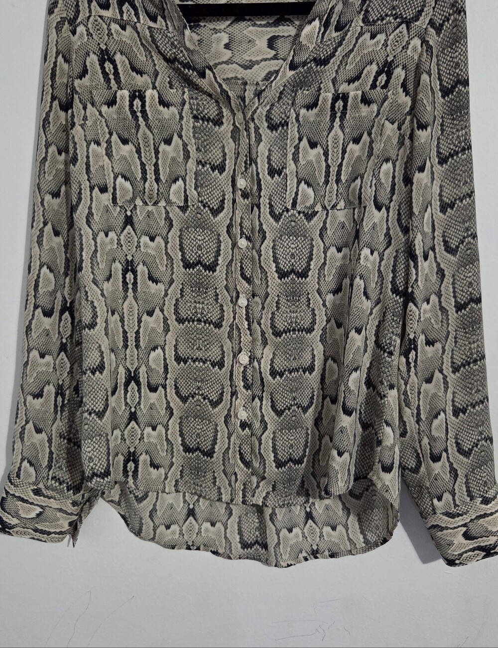 Express Snake-Print Button Down Blouse - Picture 2 of 4